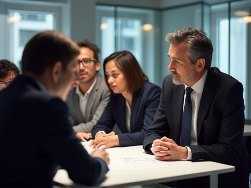 Équipe professionnelle du Cabinet Stratégie & Conseil collaborant dans leur bureau parisien